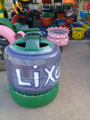 Lixeira Ecológica Grande em Forma de Barril – Produzida com Pneus de Camioneta