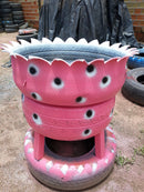 Floreira Decorativa Grande de Pneu – Design Rústico e Ecológico para Quintais