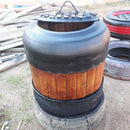 Lixeira Ecológica em Forma de Barril – Produzida com Pneus e Madeira Sustentáveis