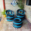 2 Poltrona Mais Um Mesinha Ecológica Simples Feita com Pneus – Conforto e Estilo para Ambientes Externos