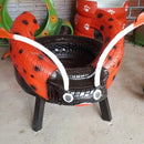 Vaso Joaninha em Pneu Reciclado com Pé – Decoração Sustentável para Jardim