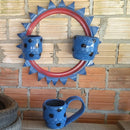 Guirlanda com 2 Mini Vasos de Pneu Reciclado – Decoração Sustentável para Jardim