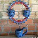 Guirlanda com 2 Mini Vasos de Pneu Reciclado – Decoração Sustentável para Jardim