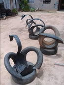 Cisne Artesanal Grande Feito com Pneu Reciclado – Decoração Rústica e Criativa