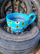 Vaso Xícara Pequena em Pneu Reciclado – Decoração Sustentável para Jardim